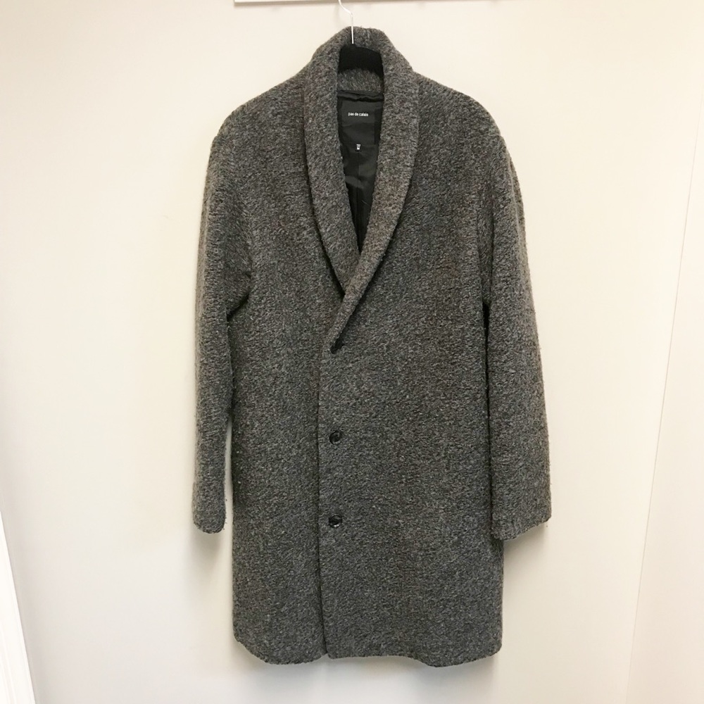 PAS DE CALAIS gray wool boucle overcoat SZ M
